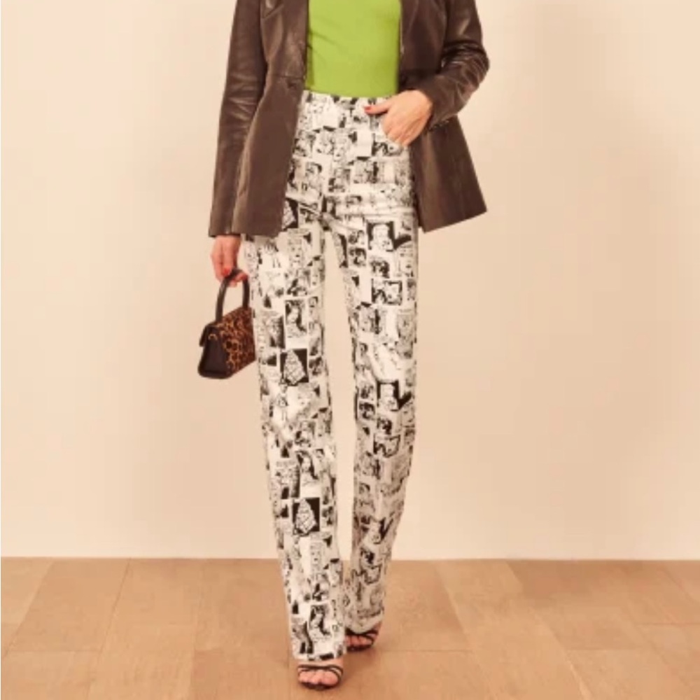 NWT Reformation newsprint jeans